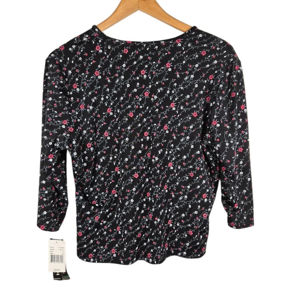 VTG NWT Briggs Petite Womens Floral Black Petite Large LP USA Fairy Whimsigoth - Picture 2 of 8